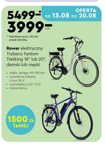 Rower hybrydowy elektryczny fantom trekking 18" bia艂y TRYBECO promocja