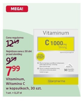 Witamina C 1000 mg Vitaminum w kapsułkach, 30 szt. promocja w Rossmann