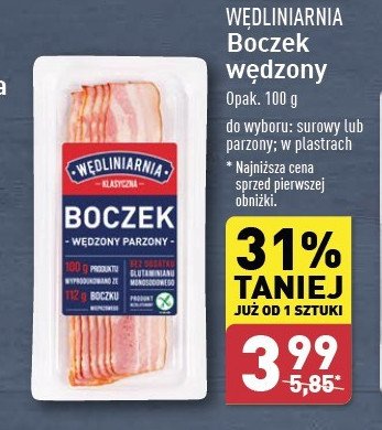 Boczek wędzony surowy Wędliniarnia classic promocja w Aldi