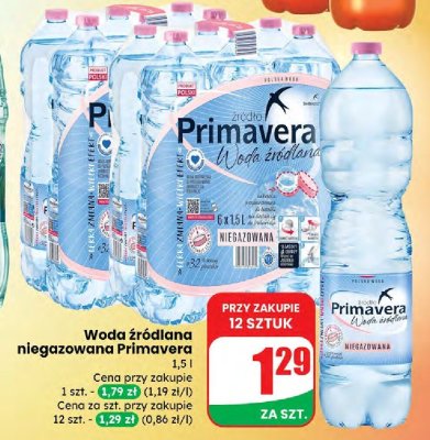 Woda źródlana niegazowana 1,5 l promocja w Dino