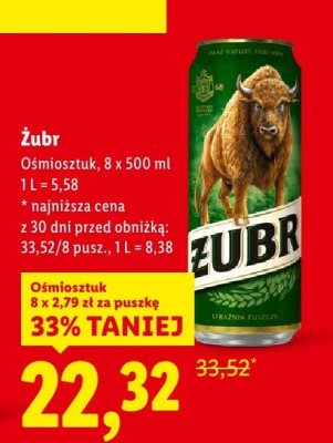 Piwo Żubr 8 x 500 ml promocja w Lidl
