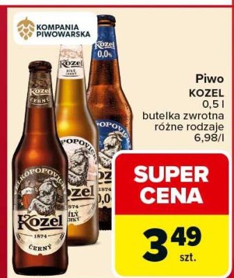 Piwo KOZEL 0,5 l butelka zwrotna różne rodzaje promocja w Carrefour