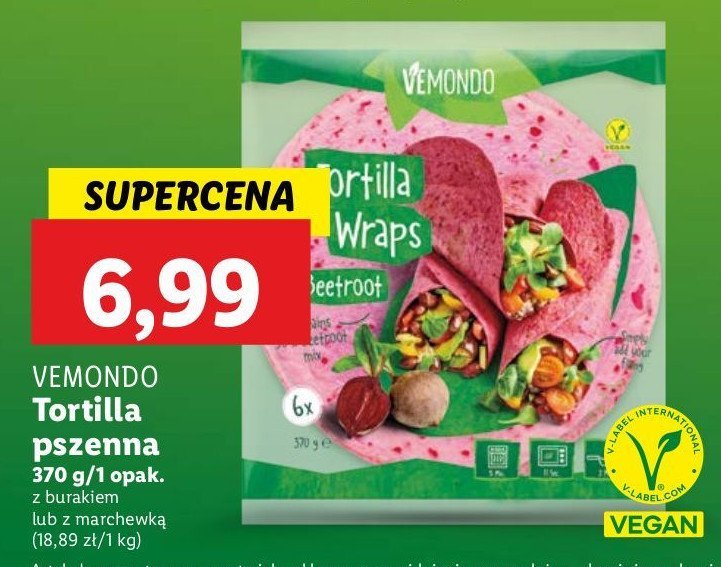 Tortilla buraczana Vemondo promocja