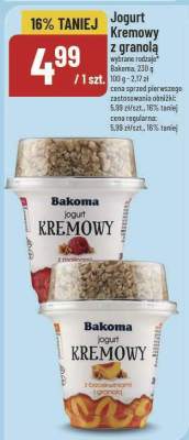 Jogurt Kremowy z granolą Bakoma promocja w POLOmarket