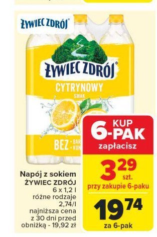 Woda cytrynowa Żywiec zdrój z nutą... promocja w Carrefour