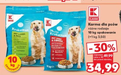 Karma dla psa z jagni臋cin膮 i ry偶em K-classic promocja