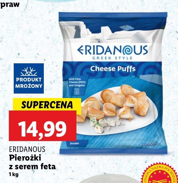 Pierożki z nadzieniem feta Eridanous promocja w Lidl
