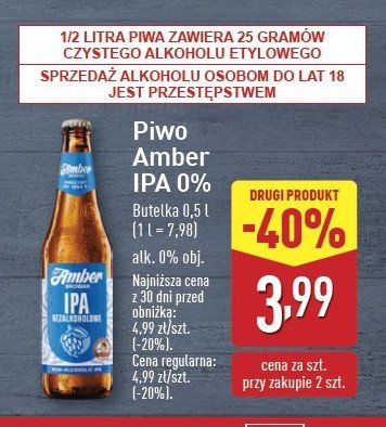 Piwo AMBER IPA promocja w Aldi
