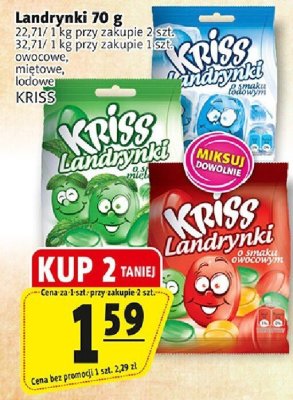 Landrynki 70g KRISS - owocowe, miętowe, lodowe promocja w Prim Market