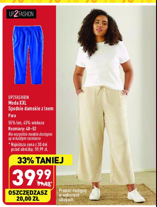 Spodnie damskie z lnem 48-52 Up2fashion promocja