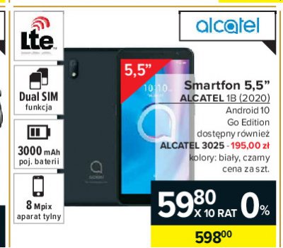 Smartfon 3025 czarny Alcatel promocja