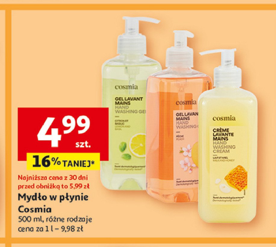 Mydło w płynie cytryna Cosmia promocja w Auchan