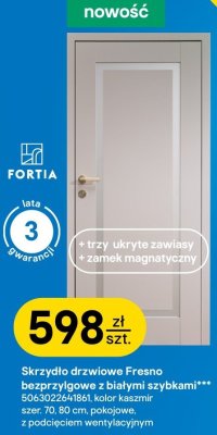 Skrzydło drzwiowe Fresno bezprzylgowe z białymi szybkami promocja w Castorama