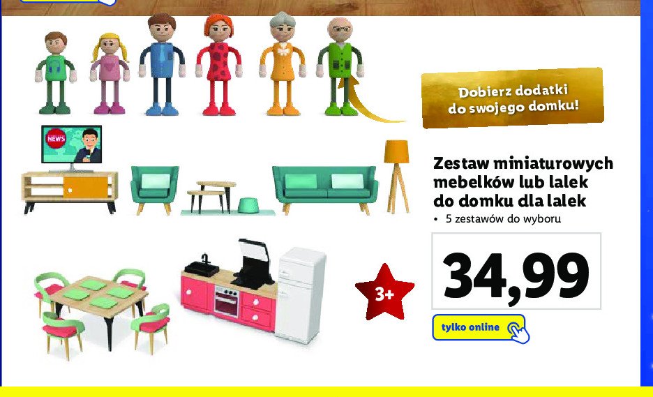Drewniane meble do domku dla lalek Playtive promocja