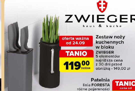 Komplet noży w bloku Zwieger promocja w Carrefour