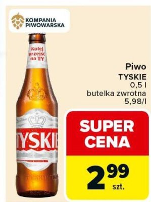 Piwo TYSKIE butelka zwrotna 0.5l promocja w Carrefour Market
