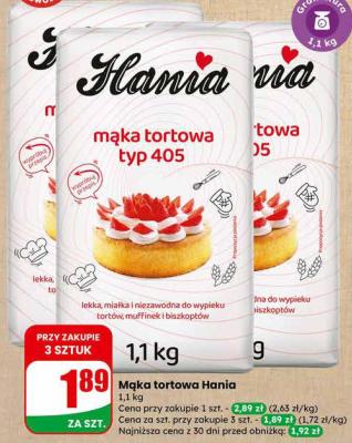 Mąka tortowa Hania typ 405 promocja w Dino