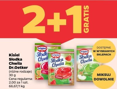 Kisiel Słodka Chwila Dr.Oetker różne rodzaje 2+1 gratis promocja w Netto