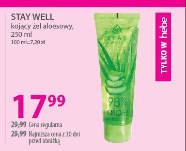 Żel wielofunkcyjny aloe 98 % Stay well promocja w Hebe