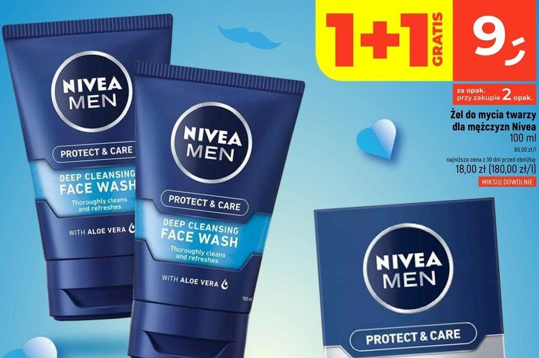 Żel do mycia twarzy odświeżający Nivea men protect & care promocja