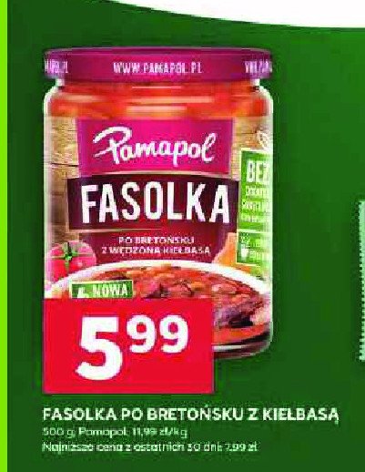 Fasola po bretońsku z wędzoną kiełbasą Pamapol promocja