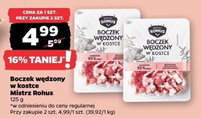 Boczek wędzony w kostce Mistrz Rohus 125 g promocja w Netto