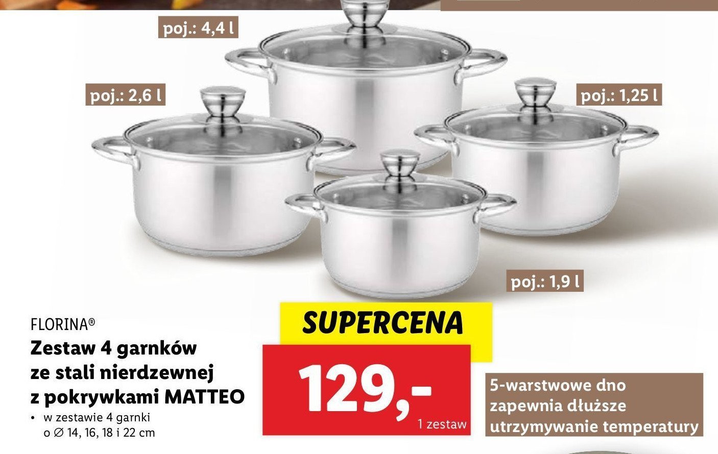 Zestaw garnków matteo Florina (florentyna) promocja w Lidl