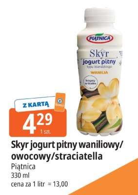 Skyr jogurt pitny waniliowy/owocowy/straciatella promocja w Leclerc