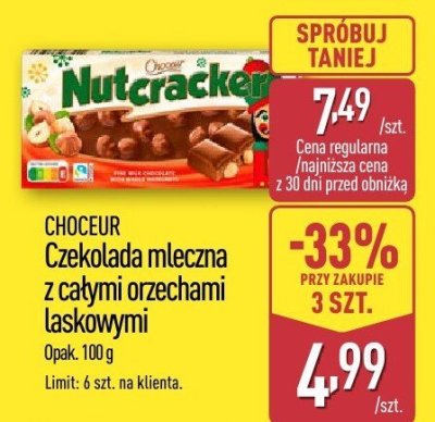 Czekolada mleczna z całymi orzechami laskowymi promocja w Aldi