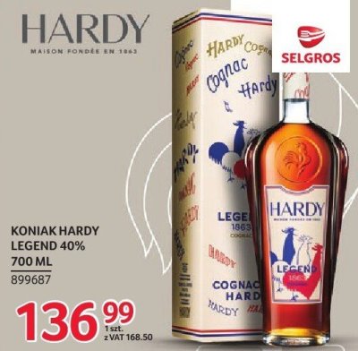 Koniak Hardy Legend 40% 700 ml promocja w Selgros