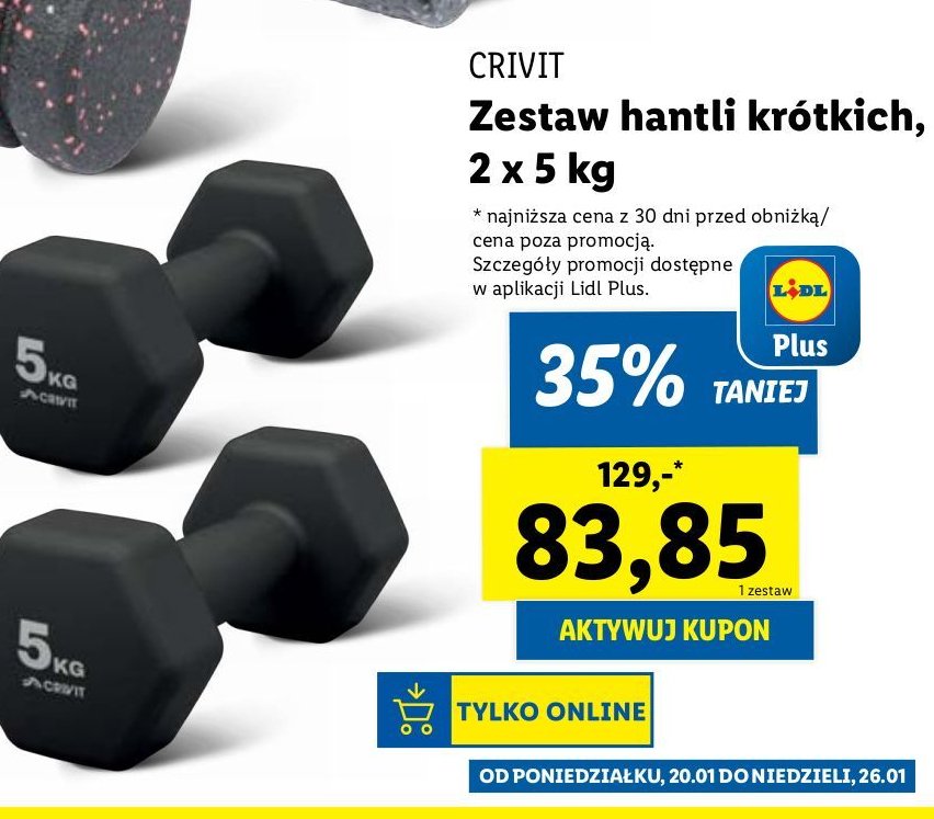 Hantla sześciokątna 5 kg Crivit promocja