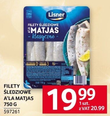 Filety śledziowe a la matjas Lisner 750 g promocja w Selgros