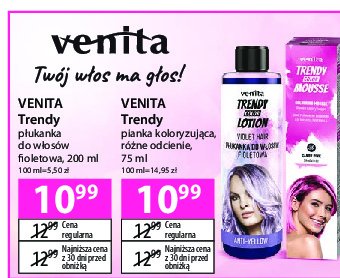 Płukanka do włosów fioletowa Venita trendy color promocja