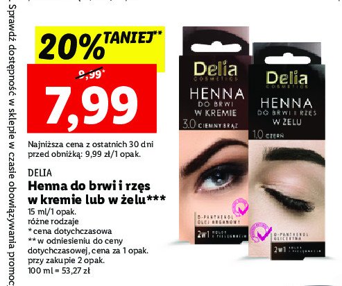 Henna do brwi 1.0 black Delia color cream promocja
