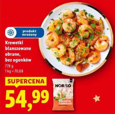 Krewetki blanszowane obrane, bez ogonków Norso promocja w Lidl