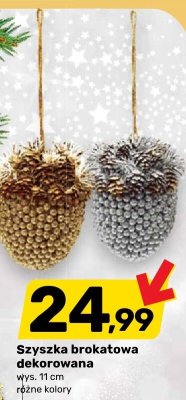 Szyszka brokatowa dekorowana promocja w Bricomarche