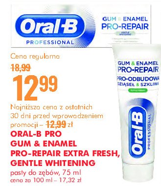 Pasta do zębów gentle whitening Oral-b gum & enamel pro-repair promocja