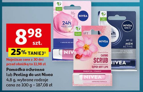 Peeling do ust super soft lips dzika róża Nivea caring scurb promocja w Auchan