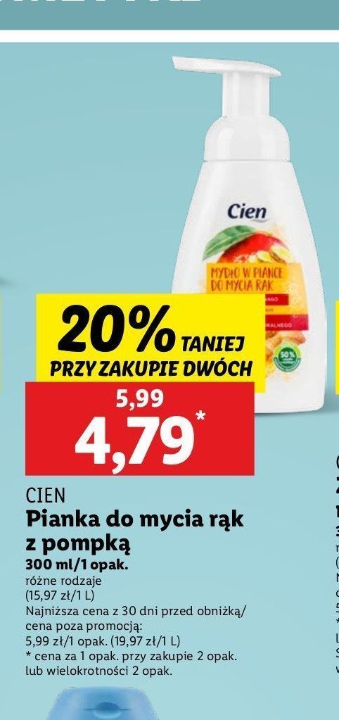 Pianka do mycia rąk soczyste mango Cien promocja