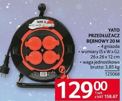 Przedłużacz bębnowy Yato 20m 4 gniazda promocja w Selgros