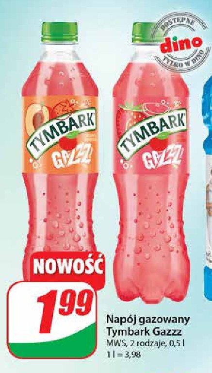 Napój gazowany jabłko-truskawka Tymbark gazzz promocja