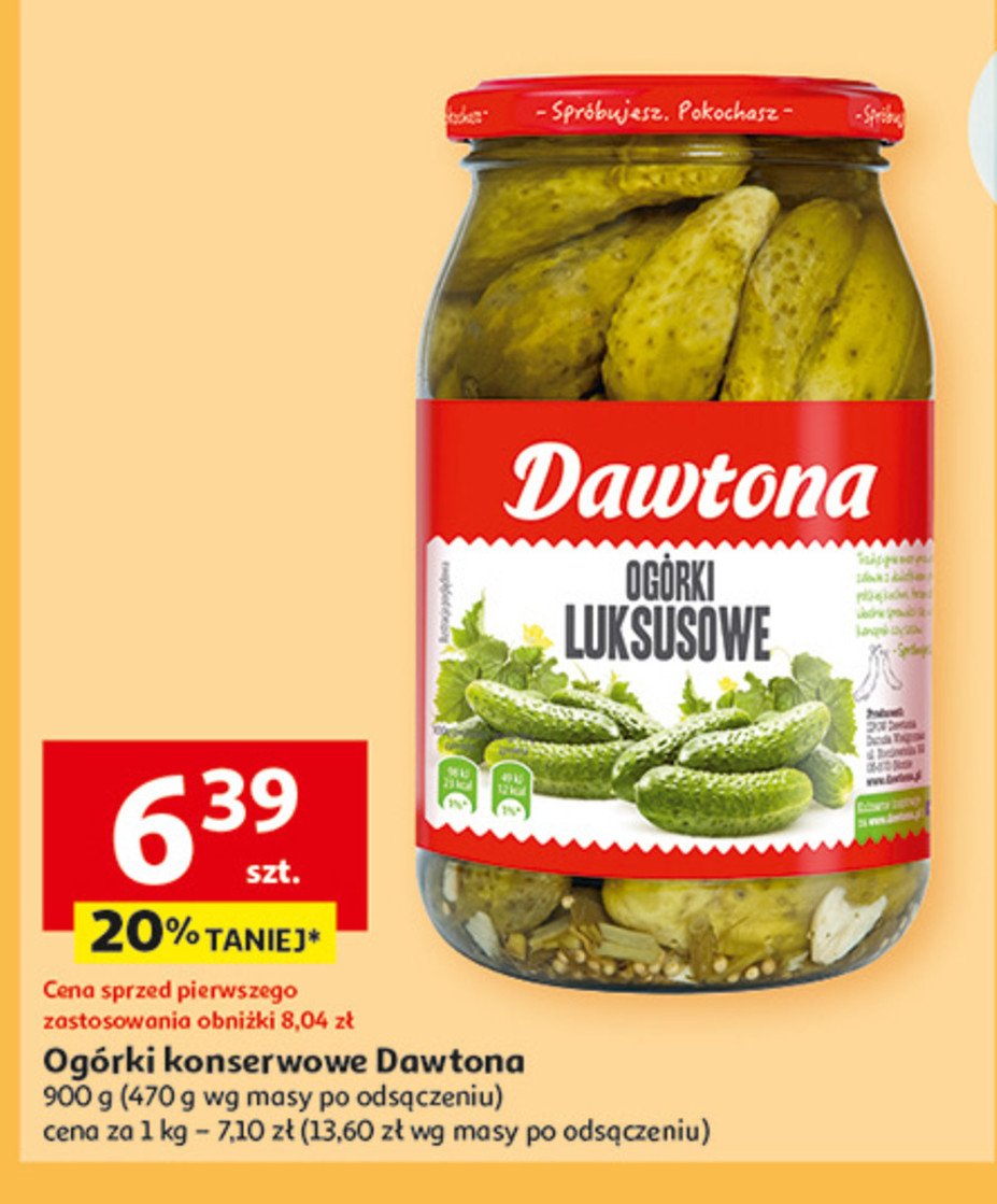 Ogórki luksusowe Dawtona promocja w Auchan