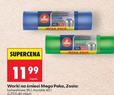 Worki na śmieci Mega Paka Zosia konwalowe promocja w Biedronka