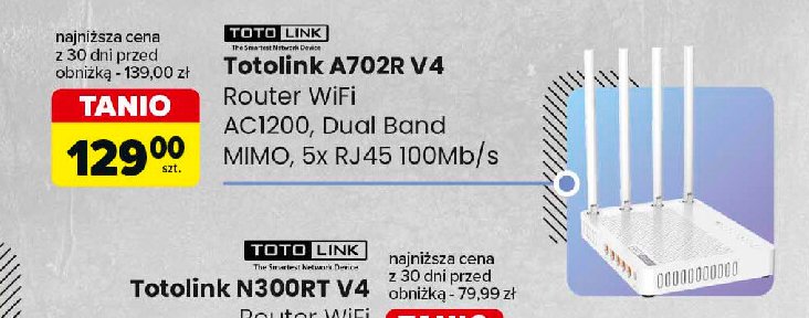 Router a702r v4 Totolink promocja w Carrefour