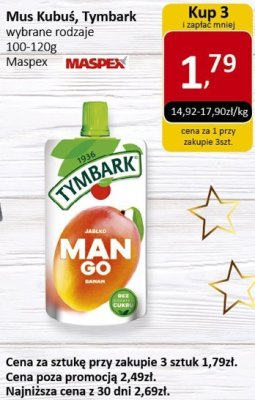Mus Kubuś, Tymbark wybrane rodzaje Maspex promocja w Market Point