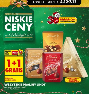 Praliny Lindt Nuxor Milk Chocolate promocja w Biedronka