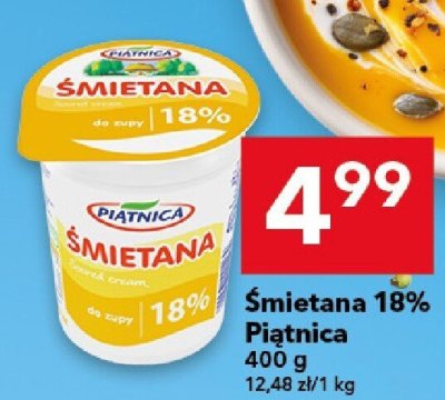 Śmietana 18% Piątnica 400 g promocja w LEWIATAN
