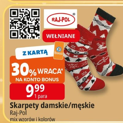 Skarpety damskie/męskie Raj-Pol mix wzorów i kolorów promocja w Leclerc