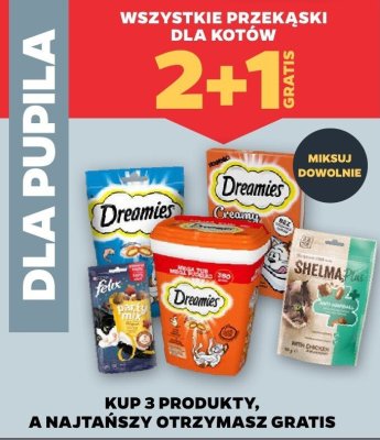 Wszystkie przekąski dla kotów 2+1 GRATIS promocja w Netto