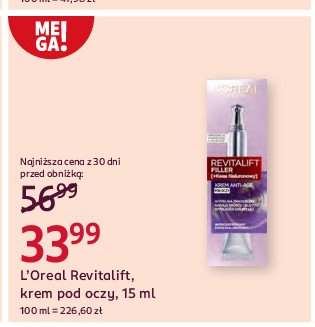 Krem pod oczy L'oreal revitalift filler [kwas hialuronowy] promocja w Rossmann